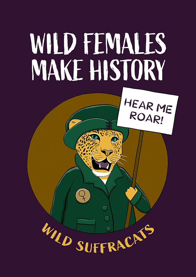 wild suffracats leopardess wild cats illustrations drawings suffragettes