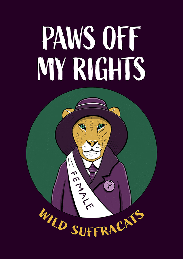 wild suffracats suffragettes lioness liona drawing illustration